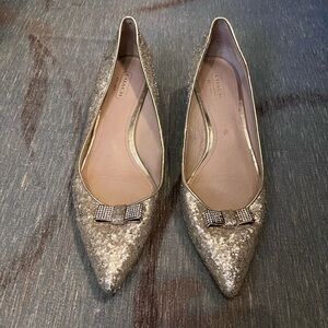 Coach Monroe gold glitter kitten heels size 7.5